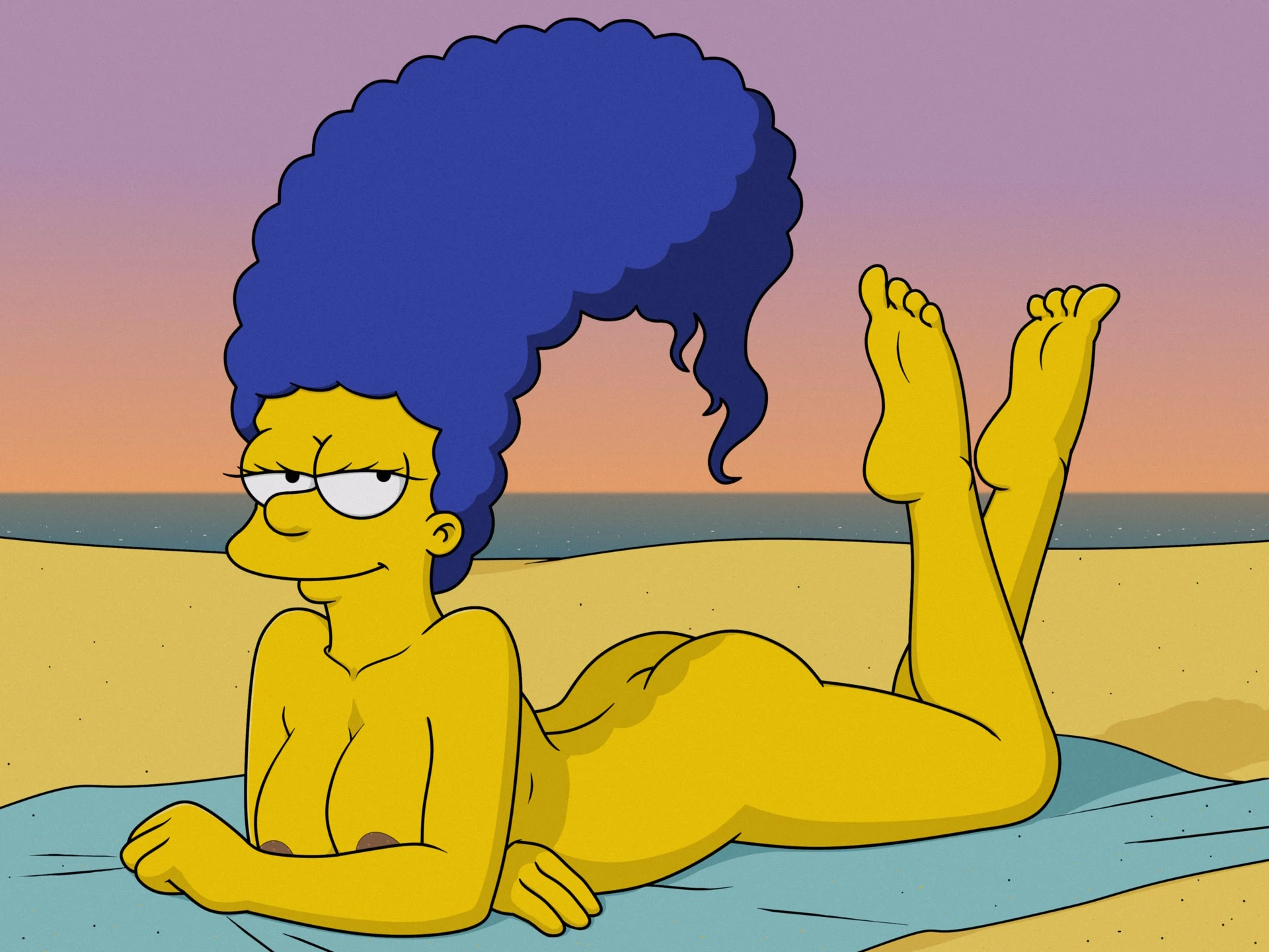 Marge Simpson at the nude beach MNB-005 (Redrawn to order)